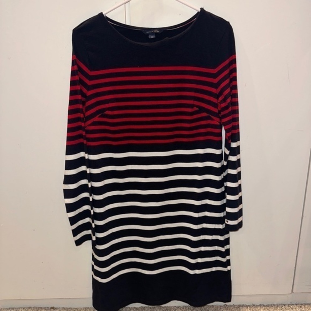Tommy Hilfiger Red,‎ White, Blue Striped T-shirt dress Size Small